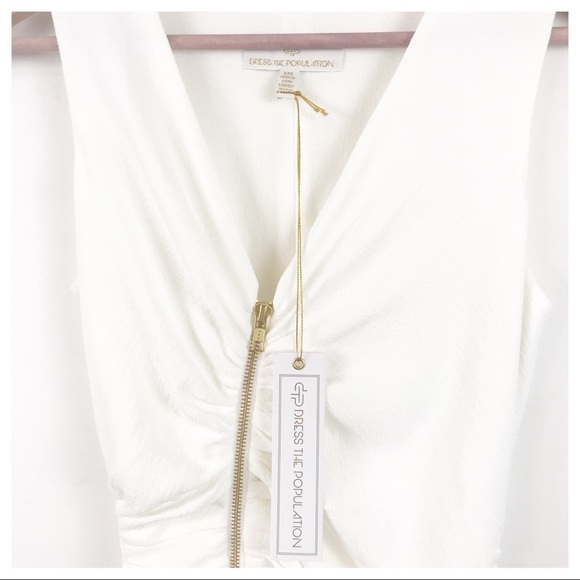 NWT‎ Dress the Population Cher Zip Maxi Dress in White Size XXS - Picture 6 of 12